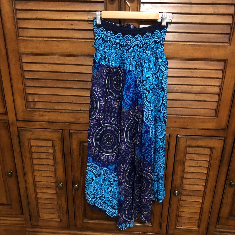 NEW! 🟦Blue & Purple🟪 Boho Print Maxi Skirt/Halter Dress - Size Large - Picture 8 of 10